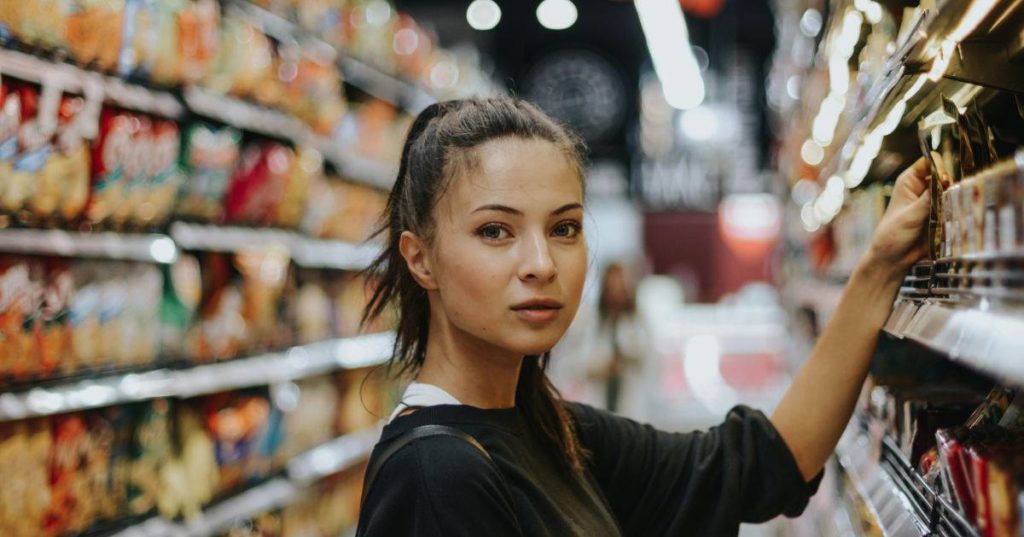 Retail brand ambassador in grocery store.