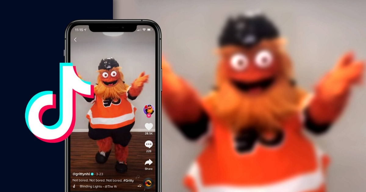 TikTok for sports properties featuring Flyers' mascot Gritty